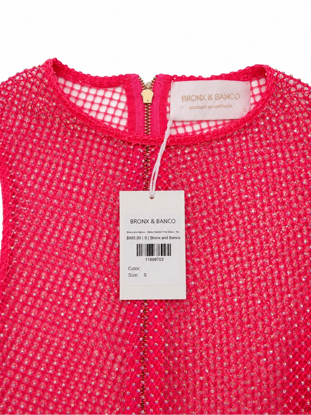 Bronx & Branco Sheer hot Pink Mesh and rhinestone dress - Picture 2 of 8